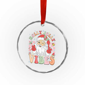 Retro Santa Xmas Crystal Glass Ornament Groovy Cute Santa Claus Christmas Vibes Xmas TS02 Print Your Wear