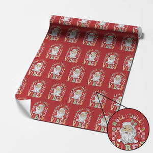 Retro Santa Xmas Wrapping Paper Roll Groovy Cute Santa Claus Christmas Vibes Xmas TS02 Red Print Your Wear