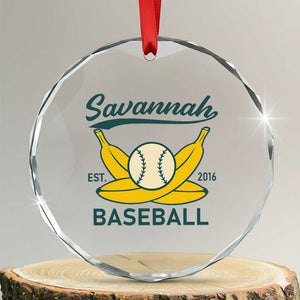 Retro Savannah Baseball Est. 2016 Crystal Glass Ornament Funny Banana and Ball Vintage Sports TS02 Transparent Glass 3'' Circle Print Your Wear