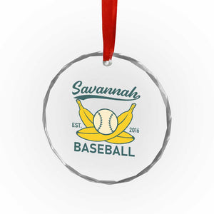 Retro Savannah Baseball Est. 2016 Crystal Glass Ornament Funny Banana and Ball Vintage Sports TS02 Print Your Wear