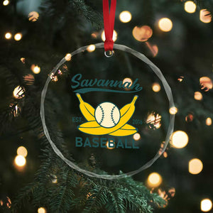 Retro Savannah Baseball Est. 2016 Crystal Glass Ornament Funny Banana and Ball Vintage Sports TS02 Print Your Wear