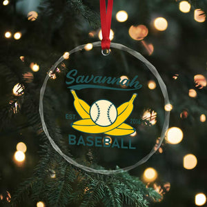 Retro Savannah Baseball Est. 2016 Crystal Glass Ornament Funny Banana and Ball Vintage Sports TS02 Print Your Wear