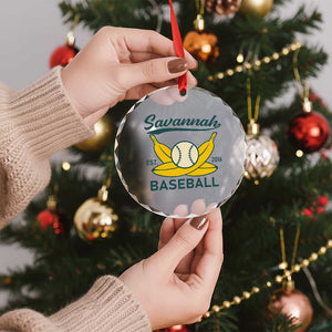 Retro Savannah Baseball Est. 2016 Crystal Glass Ornament Funny Banana and Ball Vintage Sports TS02 Print Your Wear
