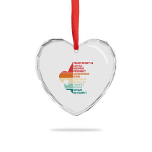 Retro Scout Law Values Heart Crystal Glass Ornament Vintage Fleur-de-Lis TS02 Print Your Wear