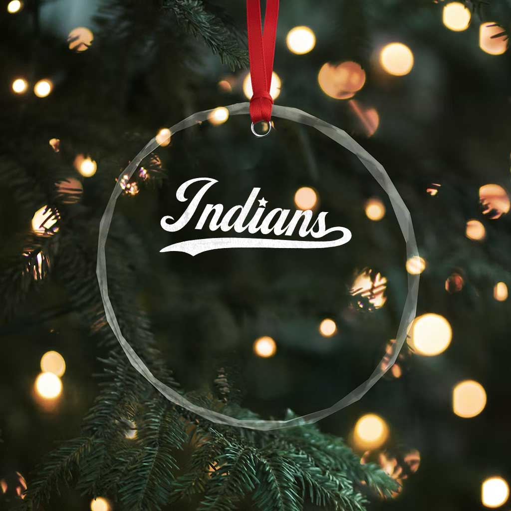 Retro Script Indians Crystal Glass Ornament Vintage Sports Team Name TS10 Print Your Wear