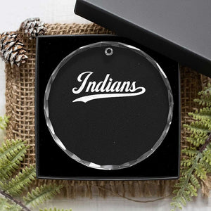 Retro Script Indians Crystal Glass Ornament Vintage Sports Team Name TS10 Print Your Wear