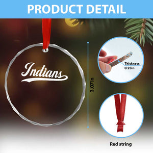 Retro Script Indians Crystal Glass Ornament Vintage Sports Team Name TS10 Print Your Wear