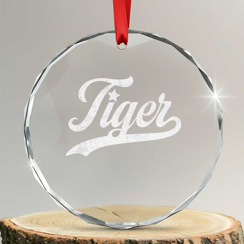 Retro Script Tigers Crystal Glass Ornament Vintage Sports Team Name TS10 Transparent Glass 3'' Circle Print Your Wear
