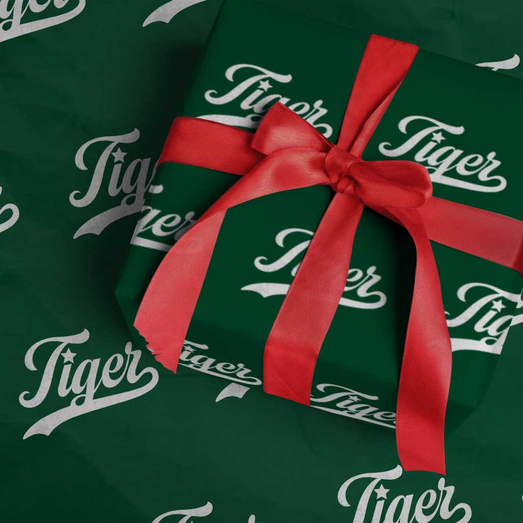 Retro Script Tiger Wrapping Paper Roll Vintage Sports Team Name TS10 Green Print Your Wear