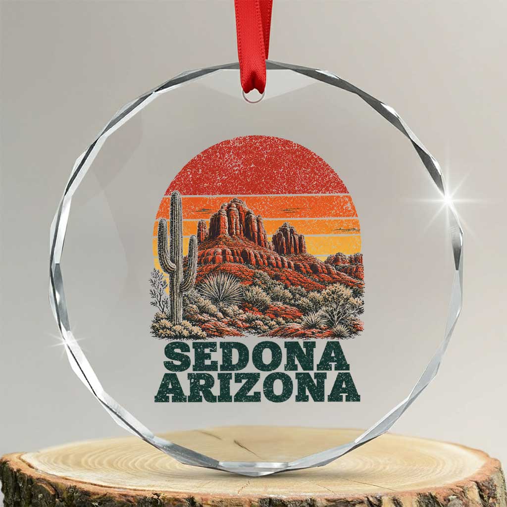 Retro Sedona Arizona Mountain Crystal Glass Ornament Southwest Hiking Outdoor Nature Souvenir