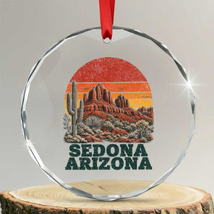 Retro Sedona Arizona Mountain Crystal Glass Ornament Southwest Hiking Outdoor Nature Souvenir