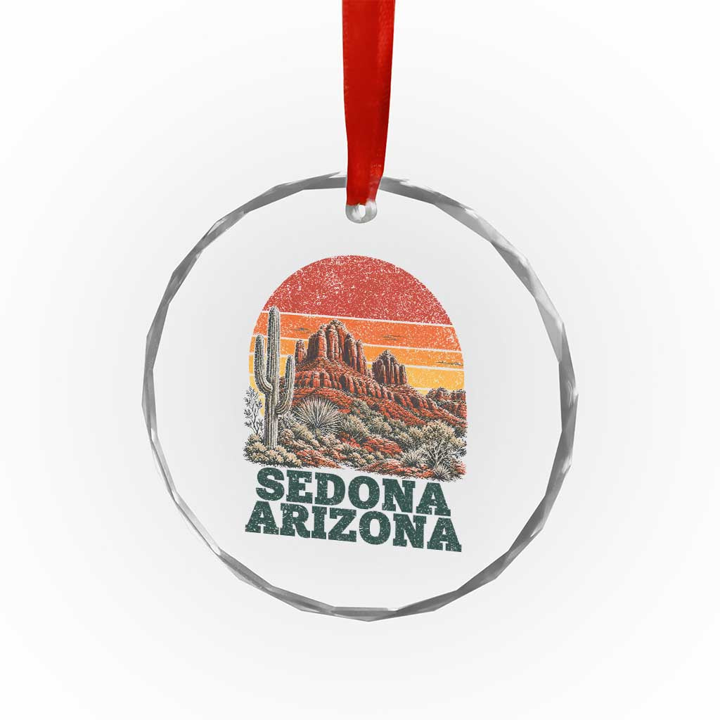 Retro Sedona Arizona Mountain Crystal Glass Ornament Southwest Hiking Outdoor Nature Souvenir