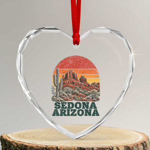 Retro Sedona Arizona Mountain Heart Crystal Glass Ornament Southwest Hiking Outdoor Nature Souvenir