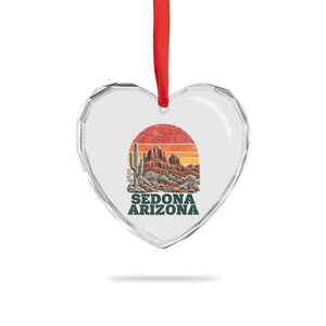 Retro Sedona Arizona Mountain Heart Crystal Glass Ornament Southwest Hiking Outdoor Nature Souvenir