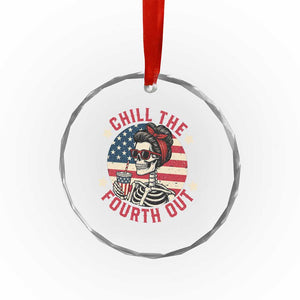 Retro Skeleton 4th of July Crystal Glass Ornament Chill The Fourth Out Funny Patriotic American Flag TS02 Print Your Wear