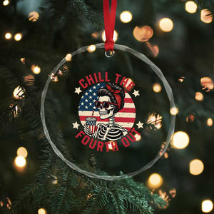 Retro Skeleton 4th of July Crystal Glass Ornament Chill The Fourth Out Funny Patriotic American Flag TS02 Print Your Wear