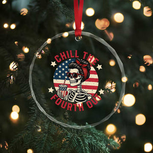 Retro Skeleton 4th of July Crystal Glass Ornament Chill The Fourth Out Funny Patriotic American Flag TS02 Print Your Wear