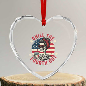 Retro Skeleton 4th of July Heart Crystal Glass Ornament Chill The Fourth Out Funny Patriotic American Flag TS02 Transparent Glass 3'' Heart Print Your Wear