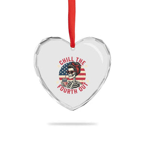 Retro Skeleton 4th of July Heart Crystal Glass Ornament Chill The Fourth Out Funny Patriotic American Flag TS02 Print Your Wear