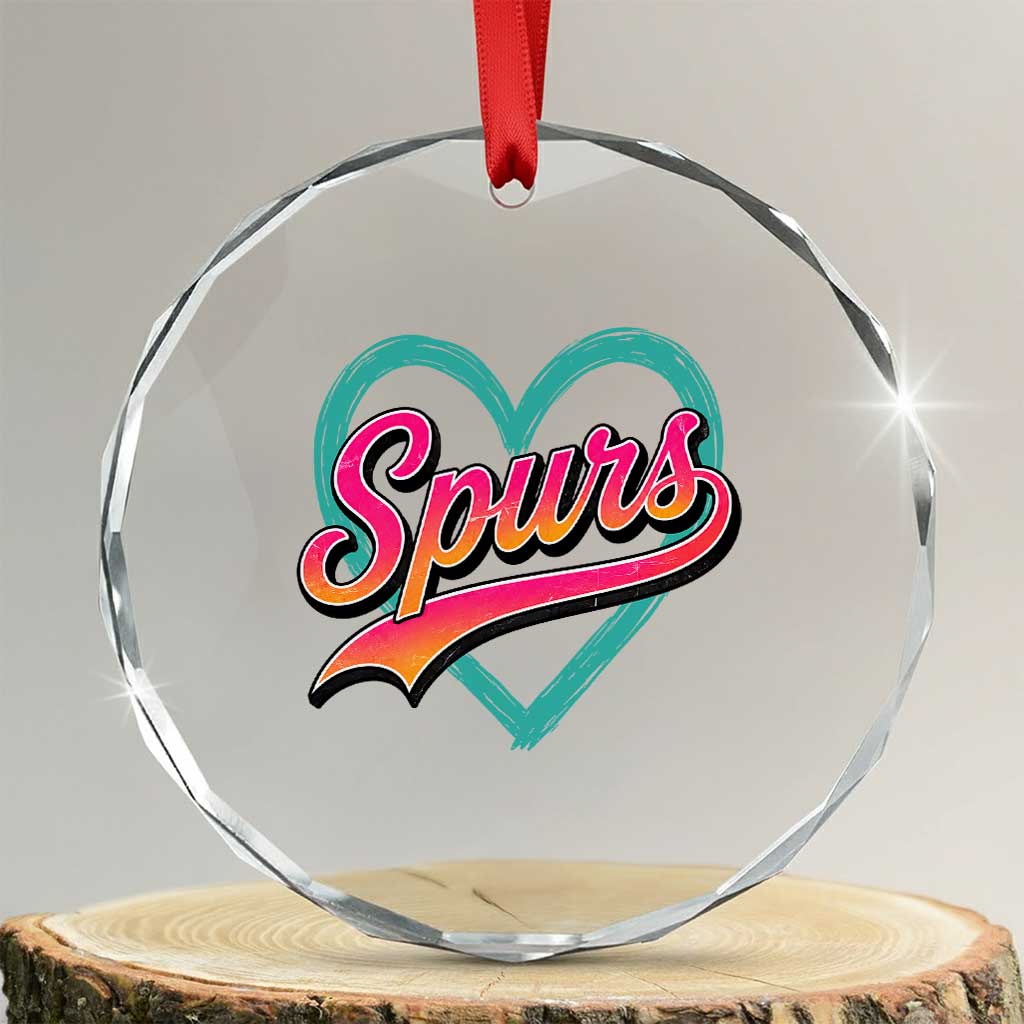 Retro Spurs Nickname Crystal Glass Ornament Vintage Hoops Fan Gift TS12 Transparent Glass 3'' Circle Print Your Wear