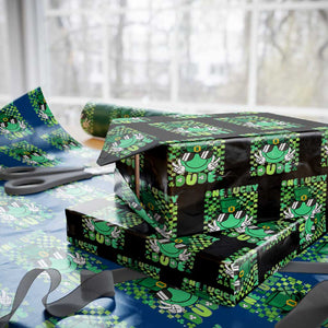 Retro St Patrick's Day Wrapping Paper Roll One Lucky Dude Green Checkered Heart Groovy TS02 Black Print Your Wear
