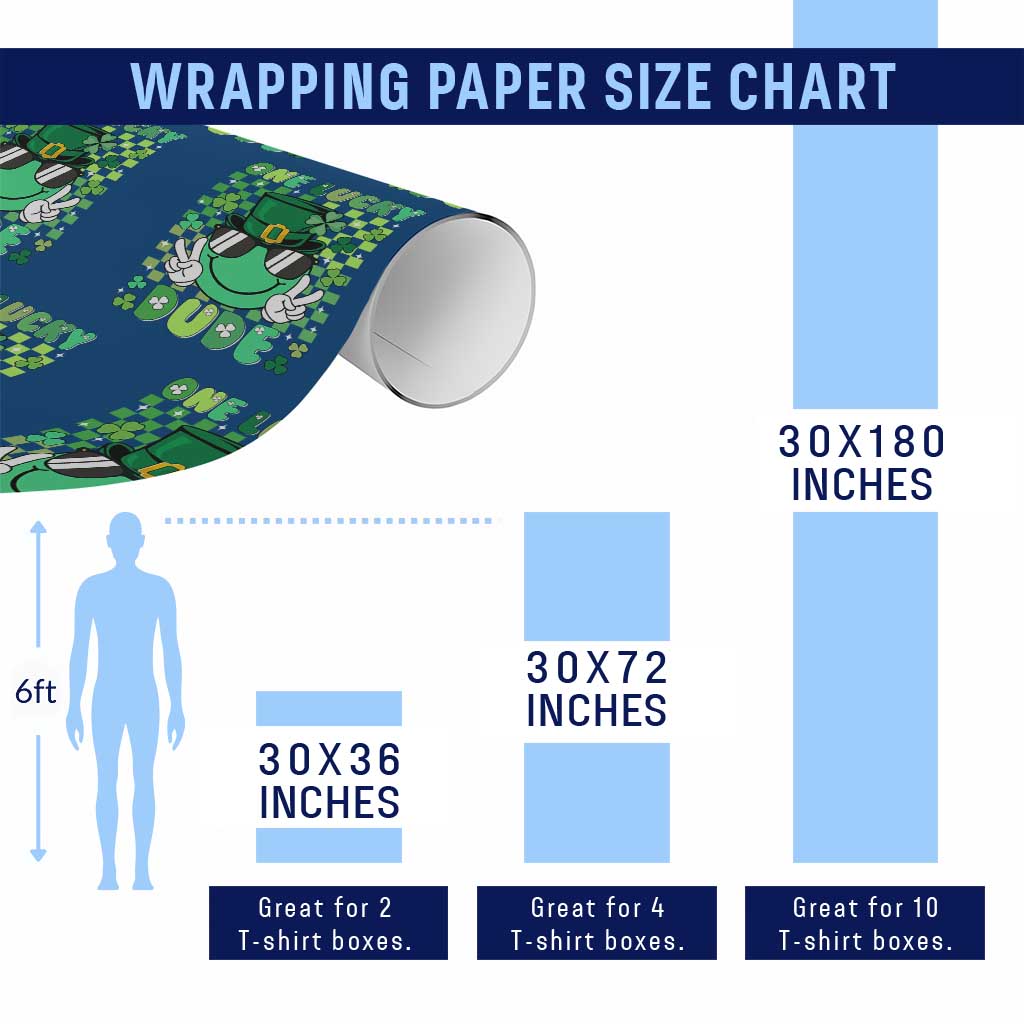 Retro St Patrick's Day Wrapping Paper Roll One Lucky Dude Green Checkered Heart Groovy TS02 Print Your Wear
