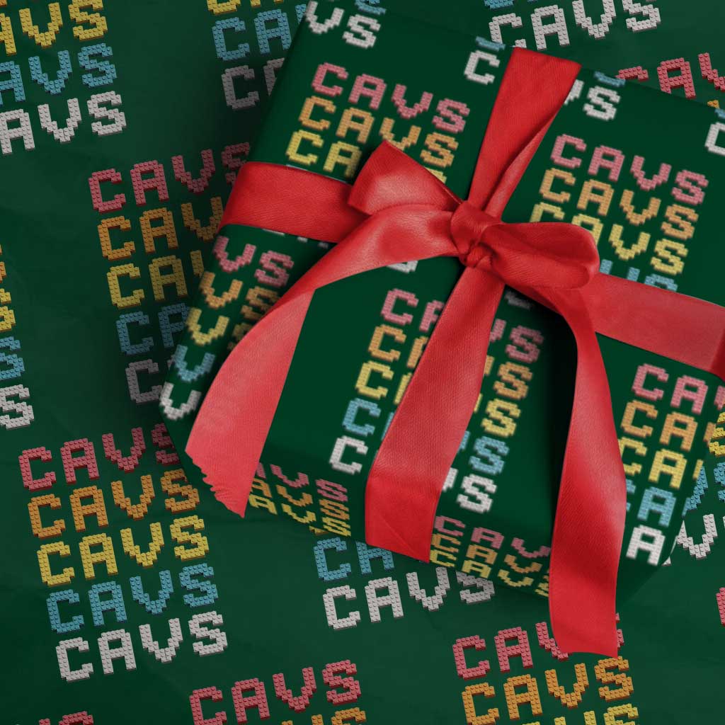 Retro Stacked Block Cavs Name Colorful Toy Brick Wrapping Paper Roll for Sports Fan TS02 Green Print Your Wear