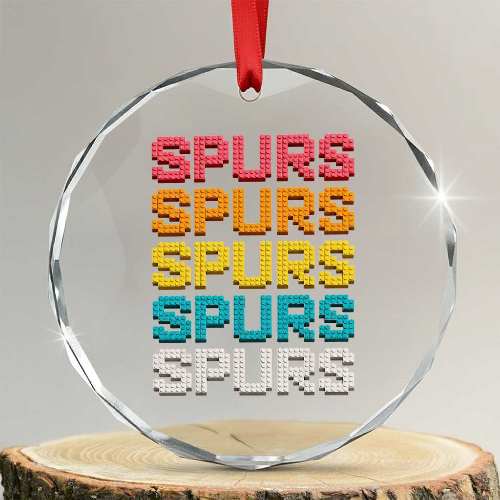 Retro Stacked Block Spurs Name Colorful Toy Brick Crystal Glass Ornament for Sports Fan TS02 Transparent Glass 3'' Circle Print Your Wear