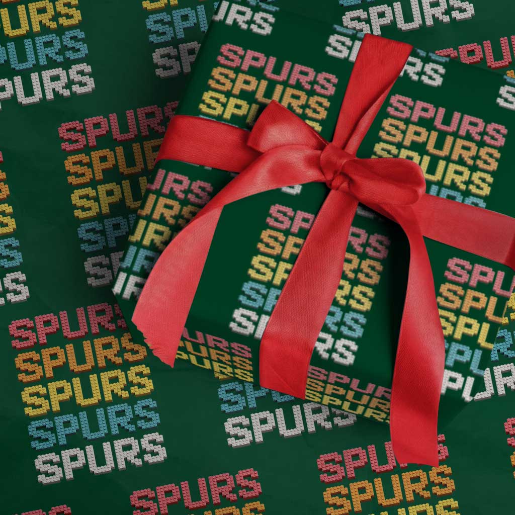 Retro Stacked Block Spurs Name Colorful Toy Brick Wrapping Paper Roll for Sports Fan