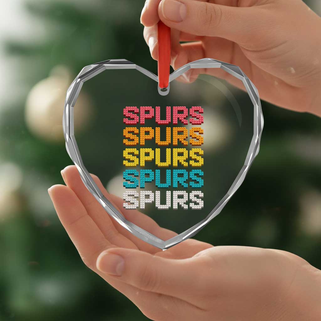 Retro Stacked Block Spurs Name Colorful Toy Brick Heart Crystal Glass Ornament for Sports Fan