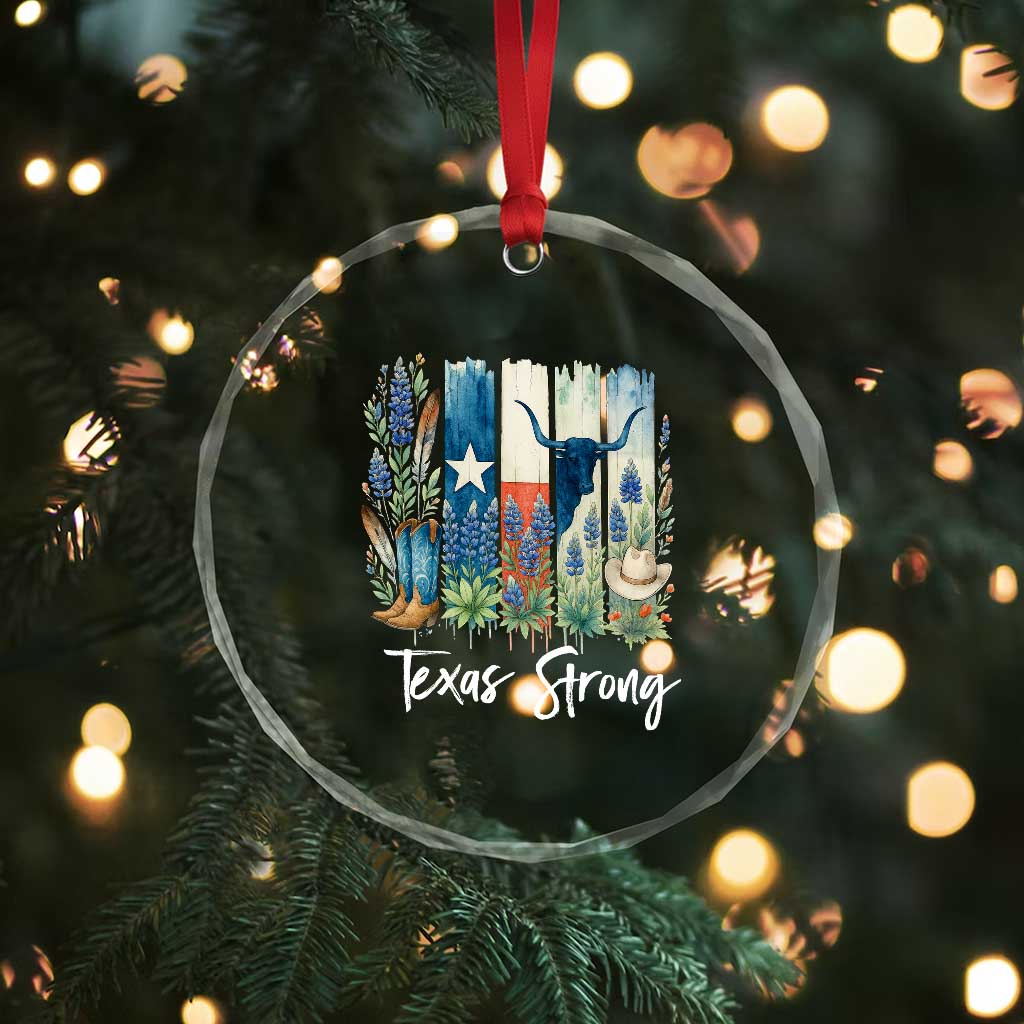 Retro Strong Texas Crystal Glass Ornament Bluebonnets Longhorn Cowboy Western Pride TS02 Print Your Wear