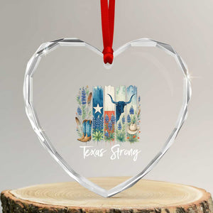 Retro Strong Texas Heart Crystal Glass Ornament Bluebonnets Longhorn Cowboy Western Pride TS02 Transparent Glass 3'' Heart Print Your Wear