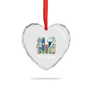 Retro Strong Texas Heart Crystal Glass Ornament Bluebonnets Longhorn Cowboy Western Pride TS02 Print Your Wear