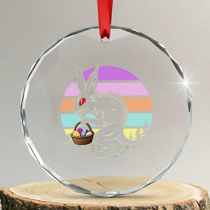 Retro Sunset Chupacabra Easter Egg Hunt Crystal Glass Ornament Cryptid Lover Gift TS12 Transparent Glass 3'' Circle Print Your Wear