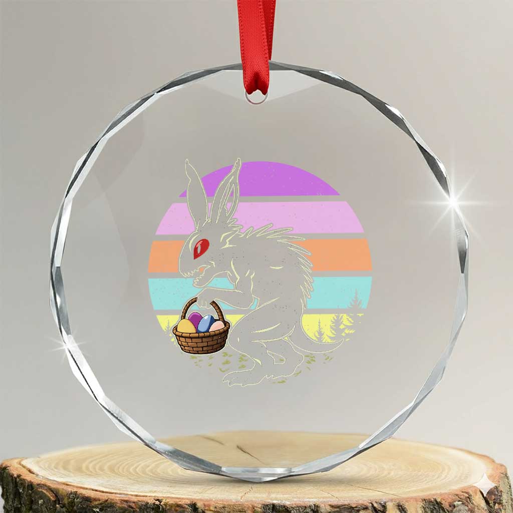 Retro Sunset Chupacabra Easter Egg Hunt Crystal Glass Ornament Cryptid Lover Gift TS12 Transparent Glass 3'' Circle Print Your Wear
