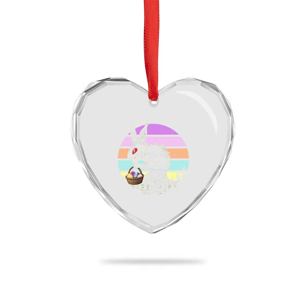 Retro Sunset Chupacabra Easter Egg Hunt Heart Crystal Glass Ornament Cryptid Lover Gift TS12 Print Your Wear