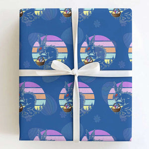 Retro Sunset Chupacabra Easter Egg Hunt Wrapping Paper Roll Cryptid Lover Gift TS12 Royal Blue Print Your Wear