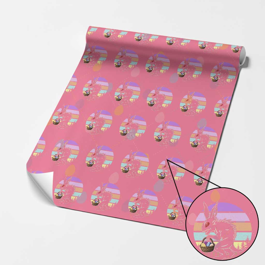Retro Sunset Chupacabra Easter Egg Hunt Wrapping Paper Roll Cryptid Lover Gift TS12 Pink Print Your Wear