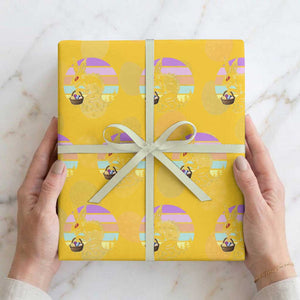 Retro Sunset Chupacabra Easter Egg Hunt Wrapping Paper Roll Cryptid Lover Gift TS12 Yellow Print Your Wear