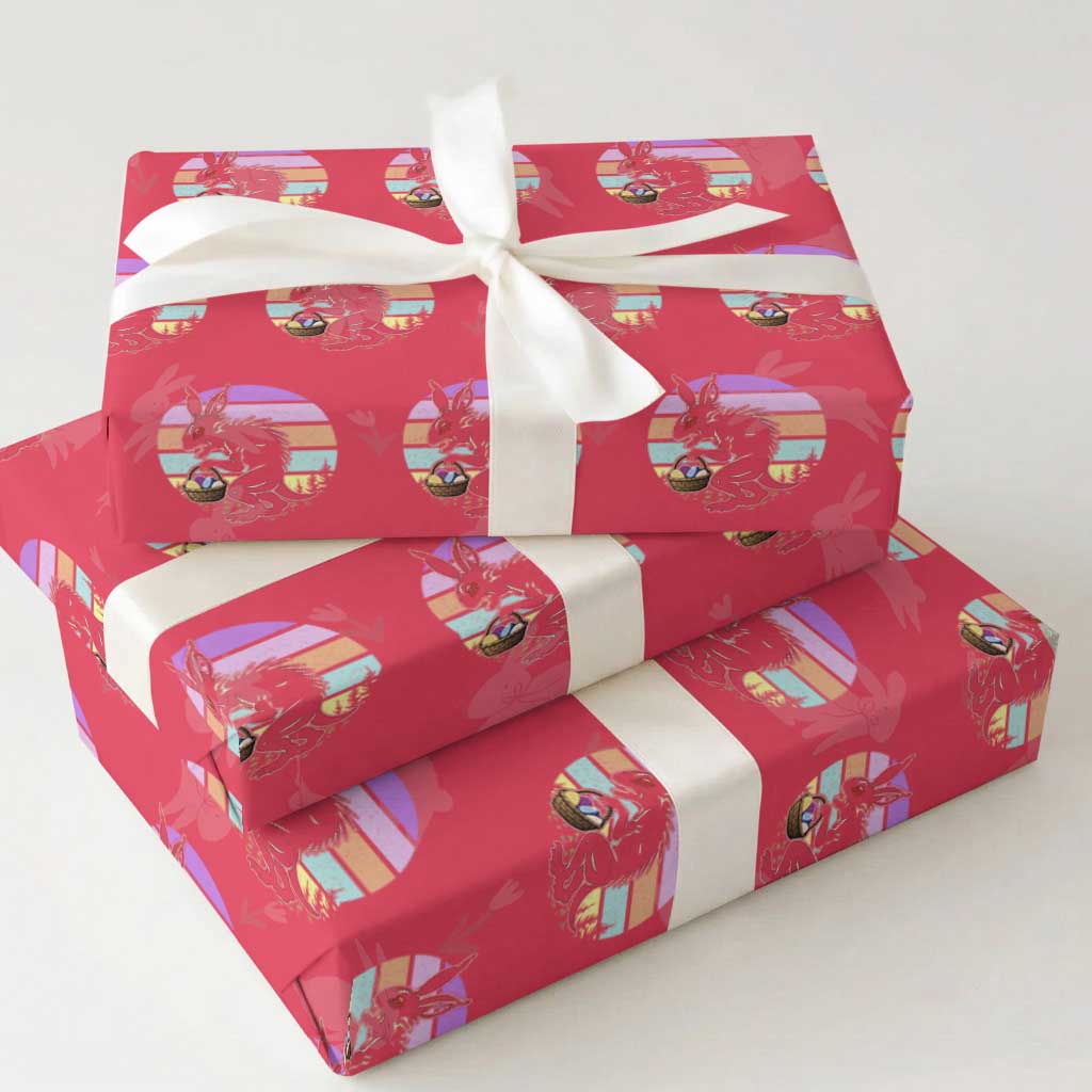 Retro Sunset Chupacabra Easter Egg Hunt Wrapping Paper Roll Cryptid Lover Gift TS12 Red Print Your Wear