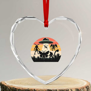 Retro Sunset Cryptid Squad Heart Crystal Glass Ornament Cryptid Lover Gift TS12 Transparent Glass 3'' Heart Print Your Wear