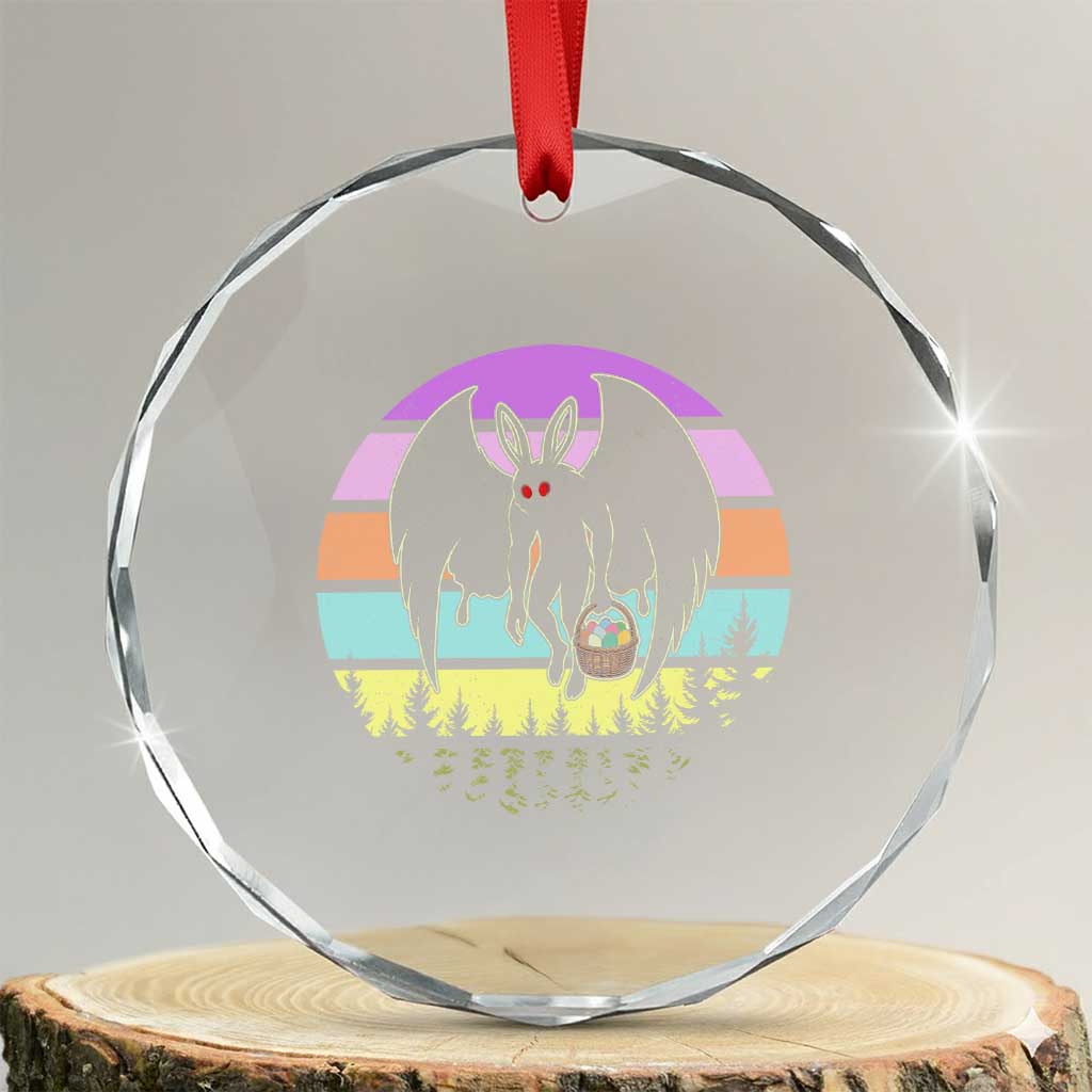 Retro Sunset Mothman Easter Egg Hunt Crystal Glass Ornament Cryptid Lover Gift TS12 Transparent Glass 3'' Circle Print Your Wear