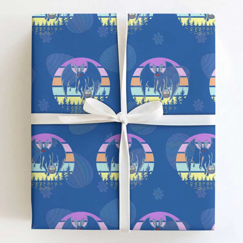 Retro Sunset Mothman Easter Egg Hunt Wrapping Paper Roll Cryptid Lover Gift TS12 Royal Blue Print Your Wear