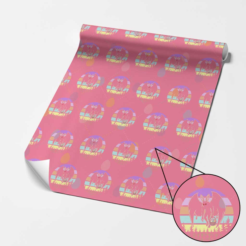 Retro Sunset Mothman Easter Egg Hunt Wrapping Paper Roll Cryptid Lover Gift TS12 Pink Print Your Wear