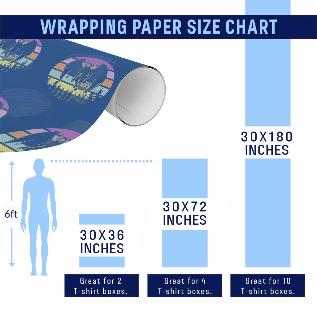 Retro Sunset Mothman Easter Egg Hunt Wrapping Paper Roll Cryptid Lover Gift TS12 Print Your Wear