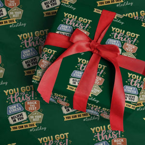 Retro Test Day Motivation You Got This Wrapping Paper Roll Rock The Test Believe In You Inspirational Teacher TS02 Green Print Your Wear