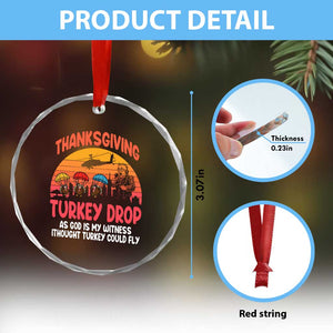 Retro Thanksgiving Turkey Drop Crystal Glass Ornament Parachuting Turkeys Funny 70s Parody TS02 Print Your Wear