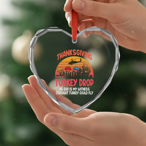 Retro Thanksgiving Turkey Drop Heart Crystal Glass Ornament Parachuting Turkeys Funny 70s Parody TS02 Print Your Wear