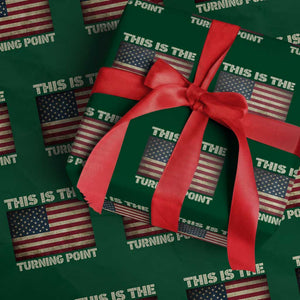 Retro This is The Turning Point Wrapping Paper Roll Vintage USA Freedom Patriotic America Flag TS10 Green Print Your Wear