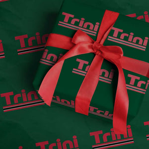 Retro Trini Wrapping Paper Roll Trinidad and Tobago Flag Caribbean Pride Heritage Gift TS10 Green Print Your Wear